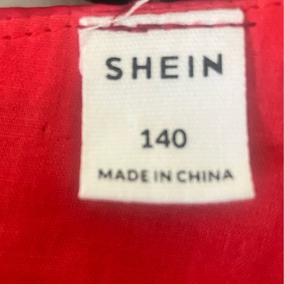 SHEIN (8-10) Red Asymmetrical Long Beaded Sleeveless Holiday Dress With Roses - Picture 2 of 4